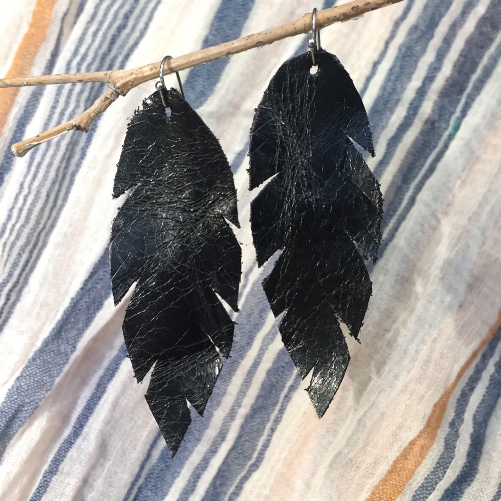 Raven Leather Feathers